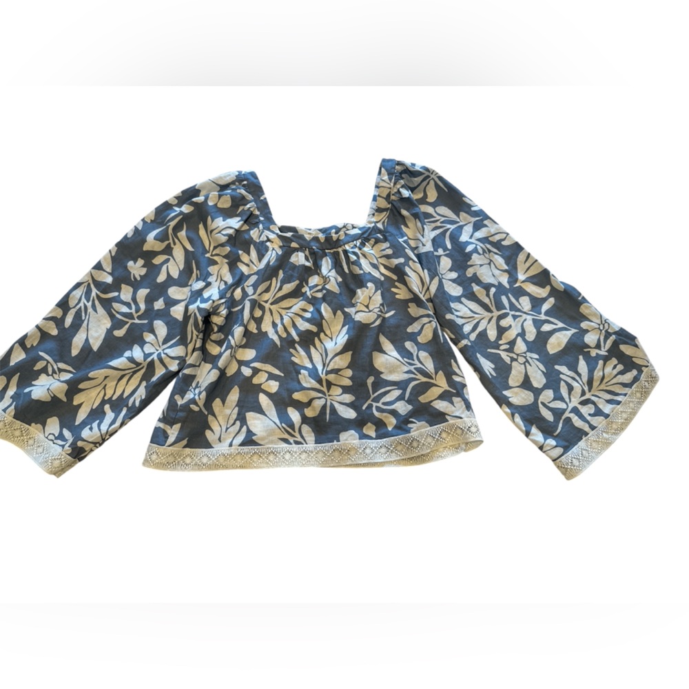 Christian Siriano Floral Blue and White Blouse